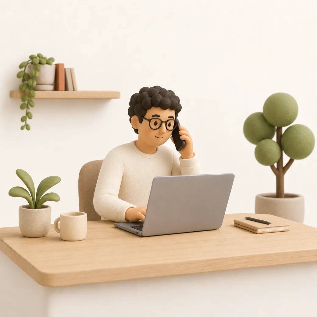 Clay illustration of the Probably Genius contact desk